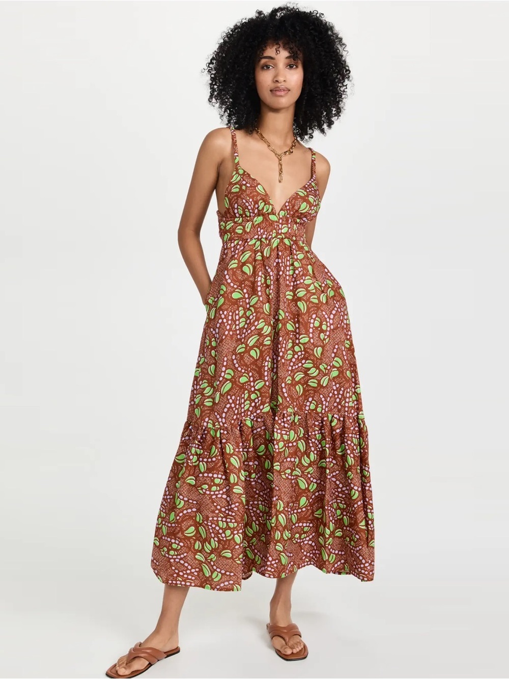 NWT - A.L.C. - Rhodes Dress - Bronze Tone/Green Kick Multi
